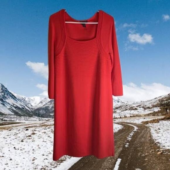 Spense Large long sleeve, orange, knit dress for fall. Office, Party, Travel. - Picture 1 of 1